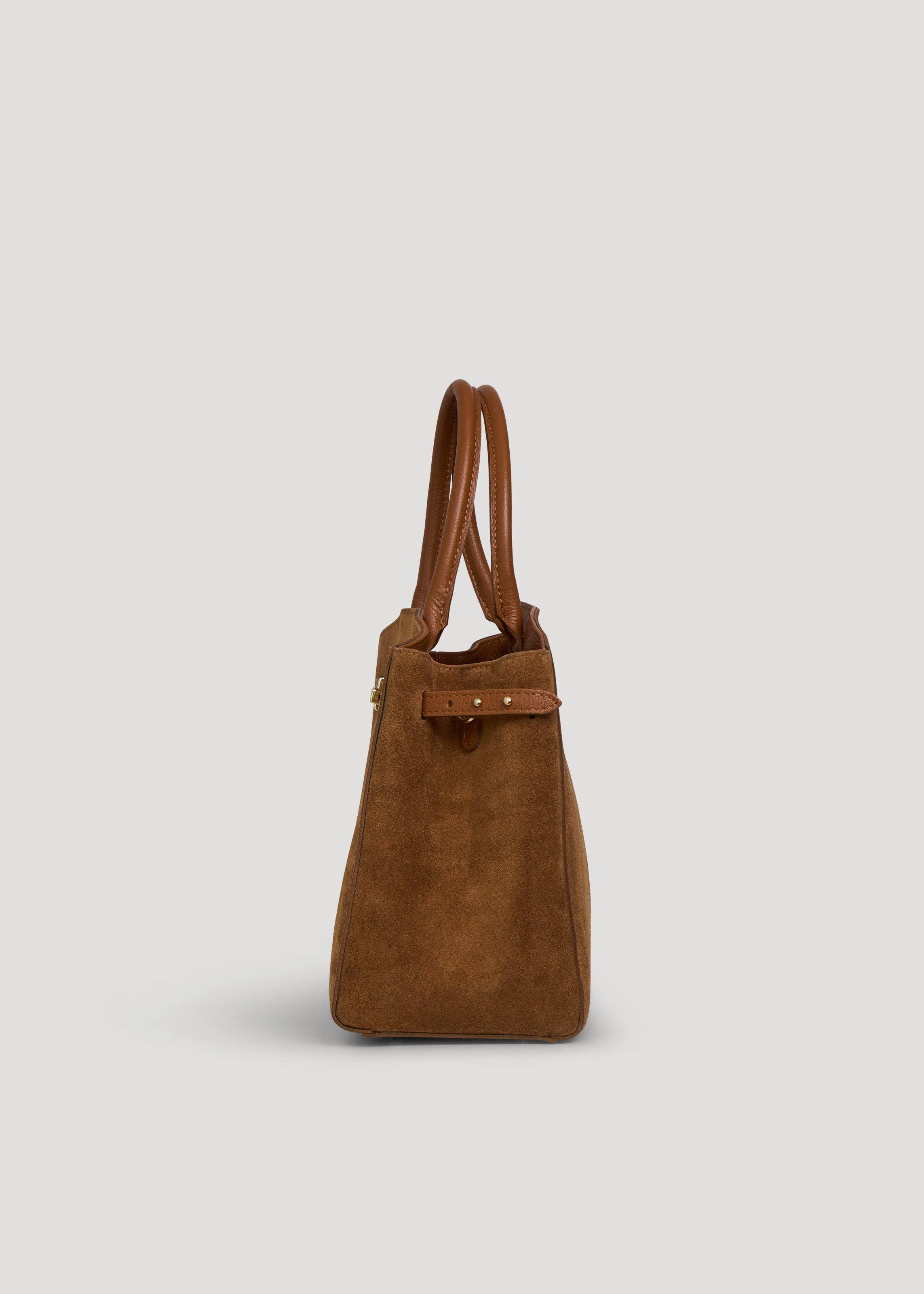 Voemièn - Wholesale Top Handle Bag - Women's - Driade Bag in Tan Suede and Dollar Leather2
