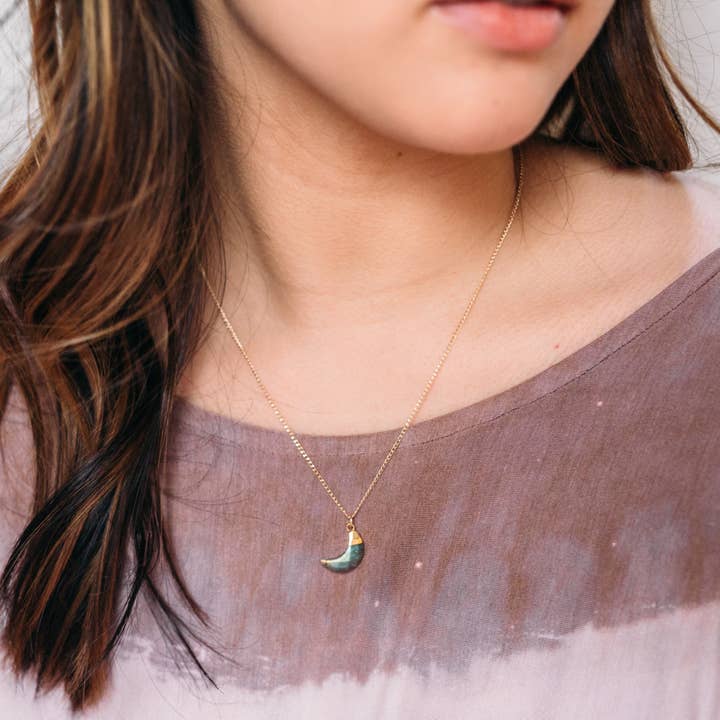 Crafts & Love - Wholesale Pendant/Charm Necklace - Moon Bezel Necklace1