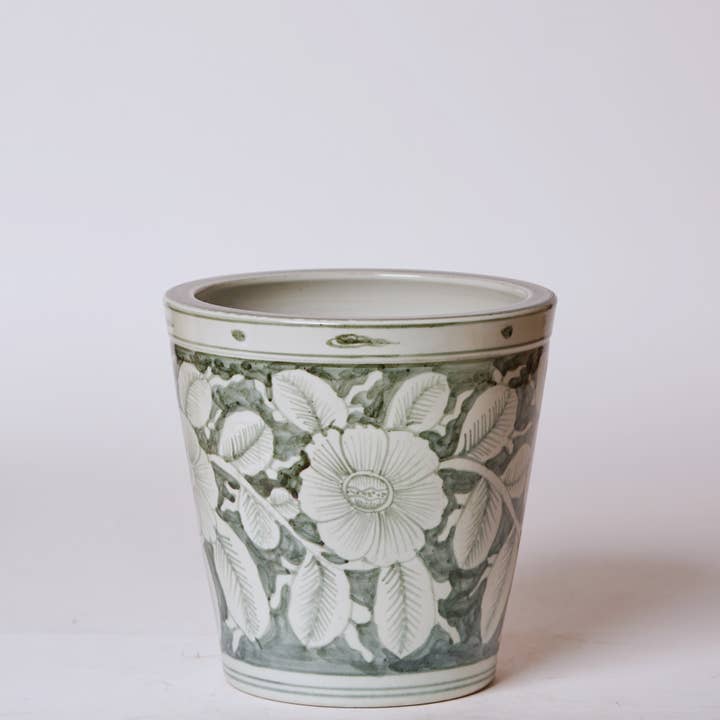 Fioriera rustica per rose in porcellana grigia e bianca per la vendita all'ingrosso da parte di Cobalt Guild