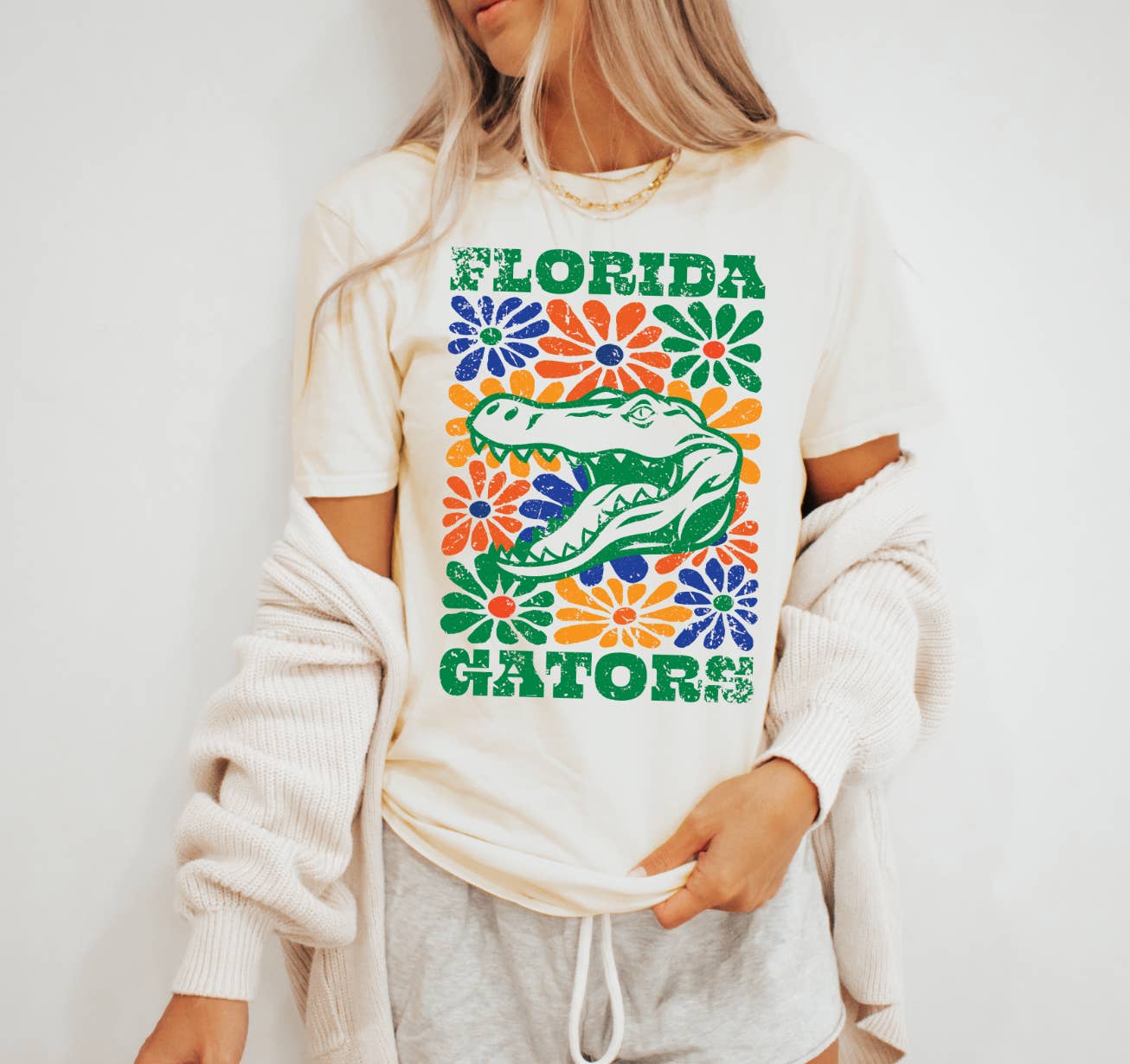Pressure and Grace – wholesale T-shirts med screentryck – Dam – Groovy Floral Florida Gators