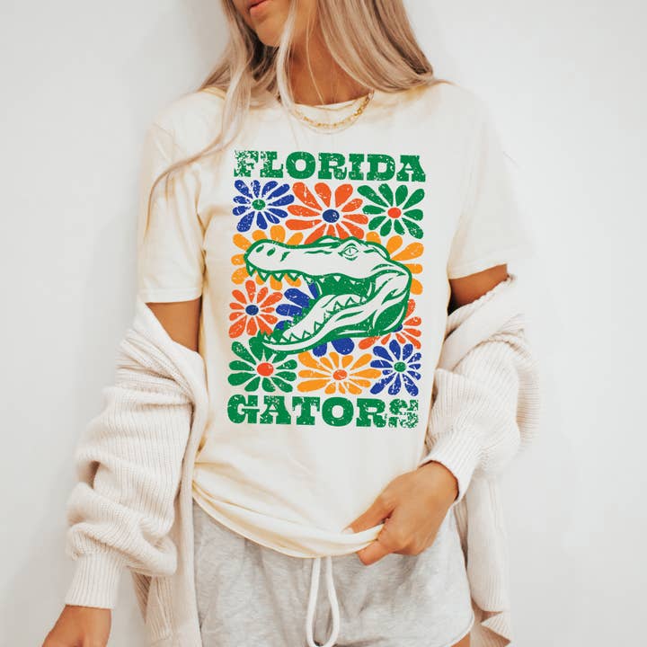 Pressure and Grace – wholesale T-shirts med screentryck – Dam – Groovy Floral Florida Gators0