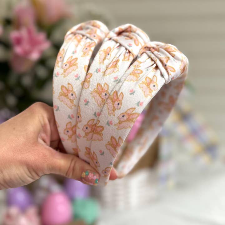 Brynnbands - Wholesale Fashion Headband - Women's - Peach Bunnies Easter Hard Headband Basket Gifts2