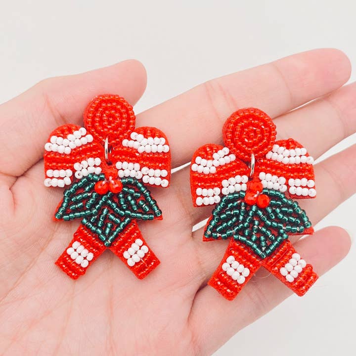 Mio Queena - Wholesale Dangle Earrings - Multi-style Christmas Seed Beads Hand-woven Post Earrings7