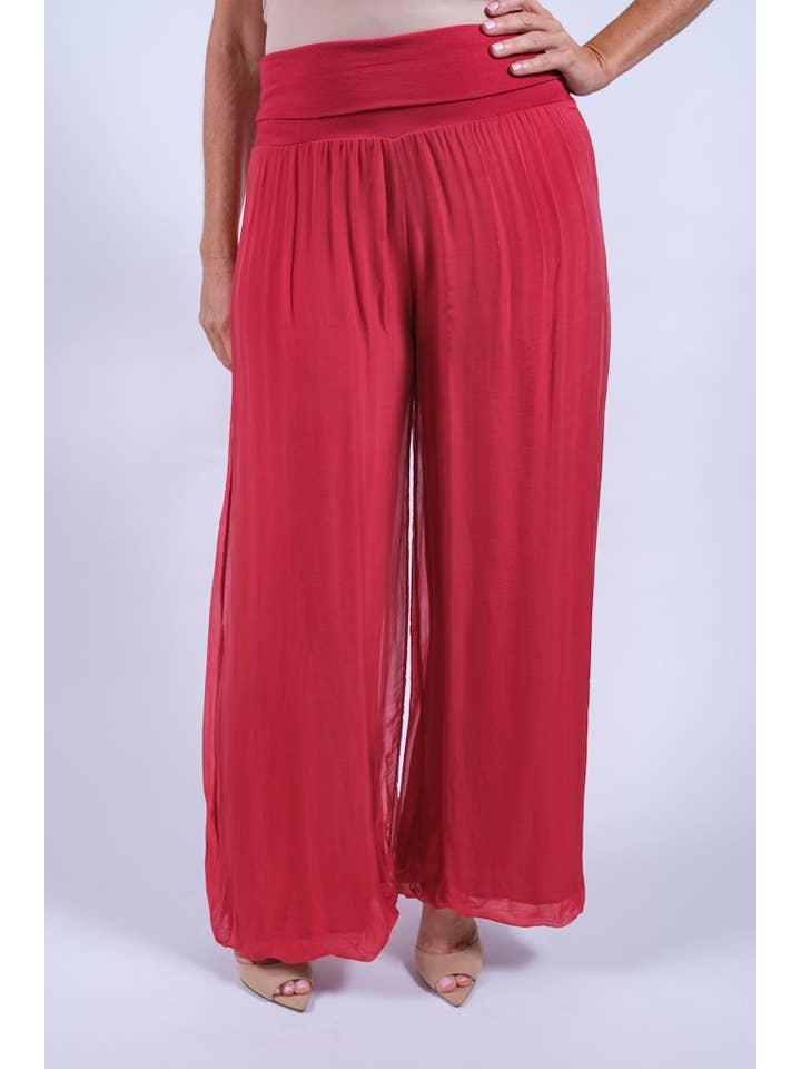 TINA Stephens Italy/Tees By Tina - Wholesale Pants - Women's - Mercedes Foldover Waist Silk Pant (PL203)