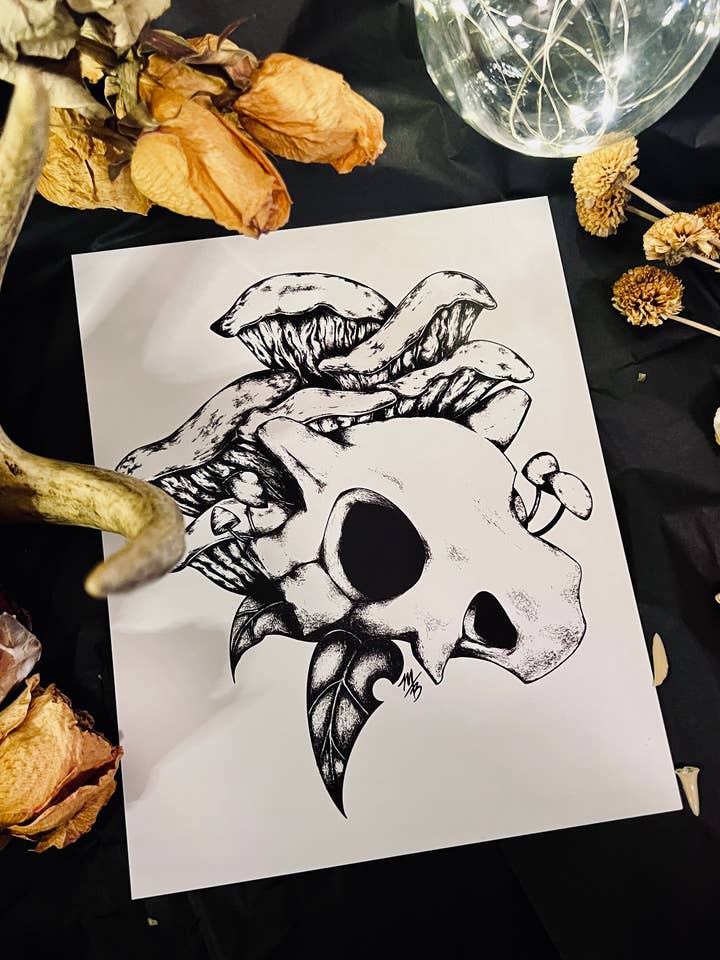 Lonely Skull Print for wholesale by BLKCatStudio