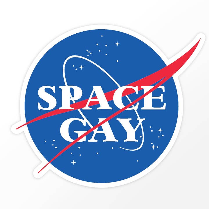 Space Gay sticker 3" x 2.5" - Gay Lesbian Queer Pride LGBT O for wholesale by BoyPilot Goods