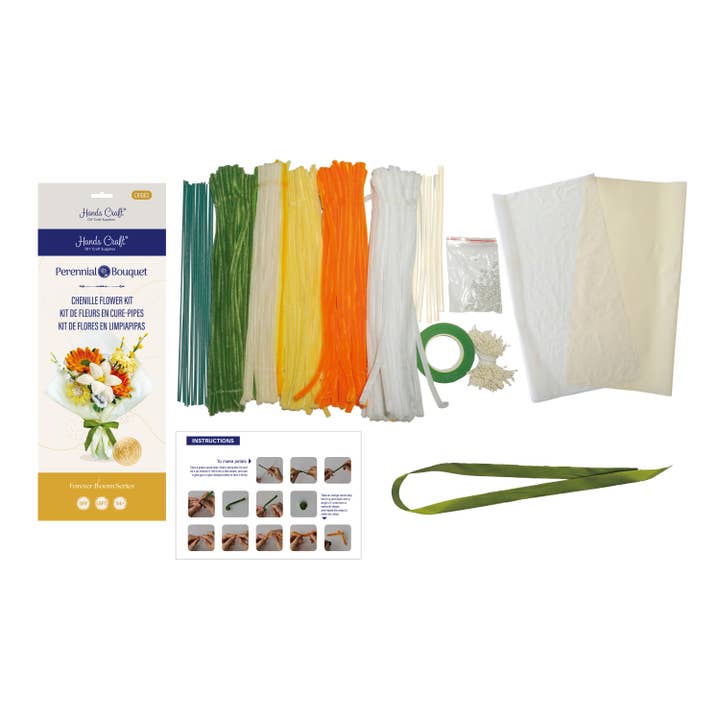Hands Craft Intl - Wholesale DIY craft kit - DIY Chenille Flower Bouquet Kit – Orange Mix5