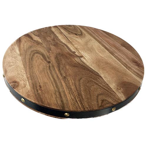 India Handicrafts Inc - Wholesale Lazy Susan - Studded Wood Lazy Susan3