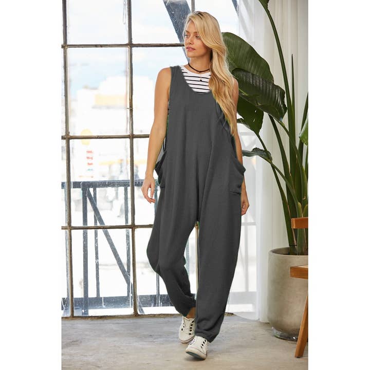 Curly Rib Jumpsuit med sidofickor för wholesale av salt & bit
