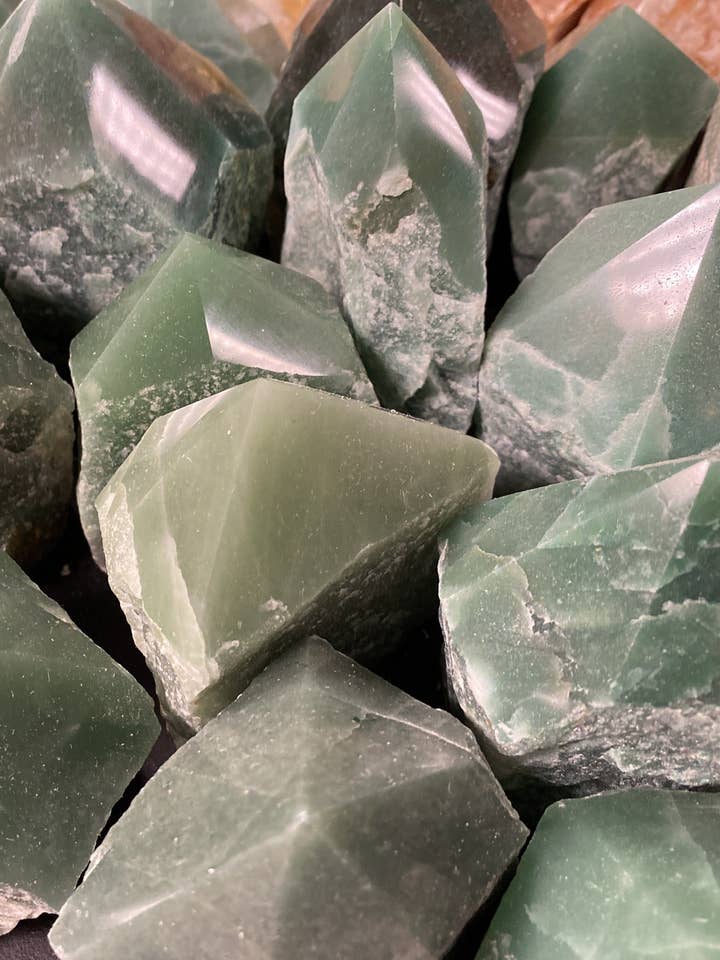Green Aventurine Cut Base Top Polished Point for wholesale by Moonbeam Healing