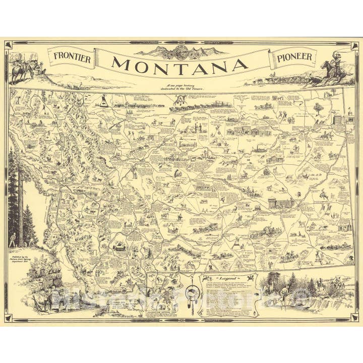1937 Historic Pioneer Montana Map - Old Timers History for wholesale by Historic Pictoric