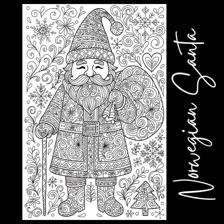 Norwegian Santa – Giant Coloring Page (24x36") for wholesale by Tons of Hues