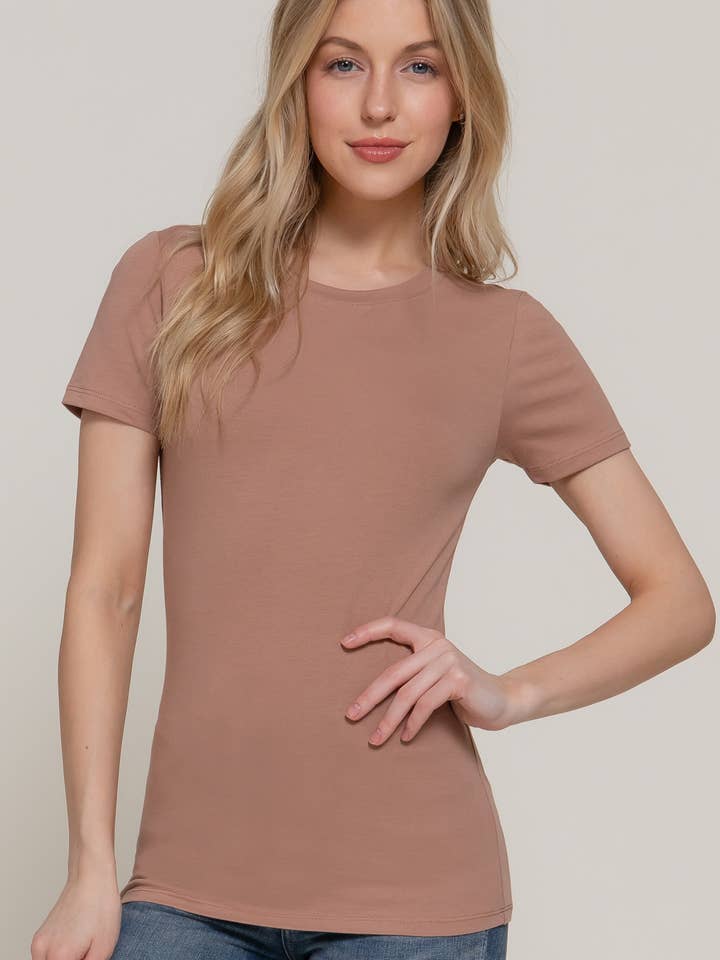 Short Sleeve Crew Neck Cotton Spandex Jersey Top for wholesale by Active Basic | Active USA