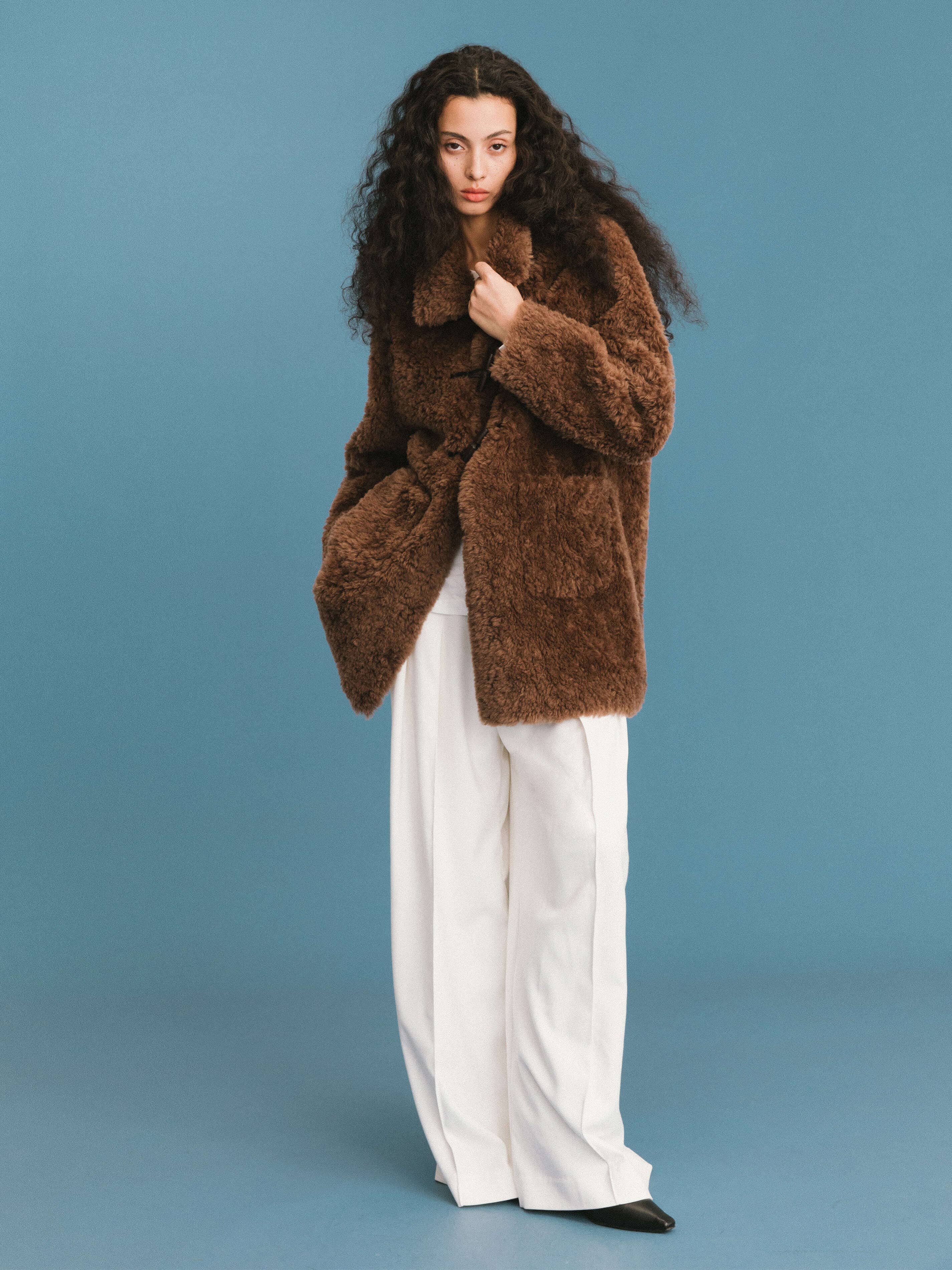 CUBIC - Wholesale Coat - Women's - ONE BY CUBIC Hign Collar Furry 100% Wool Coat6