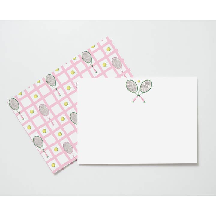 Pink and Green Tennis Stationery Card Set for Her for wholesale by Design Carolinas