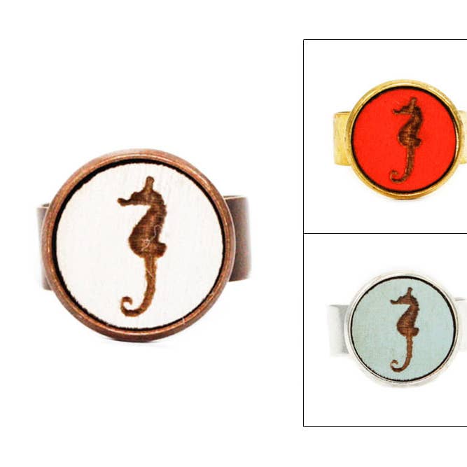 Small Cameo Ring - Seahorse for wholesale by Once Again Sam