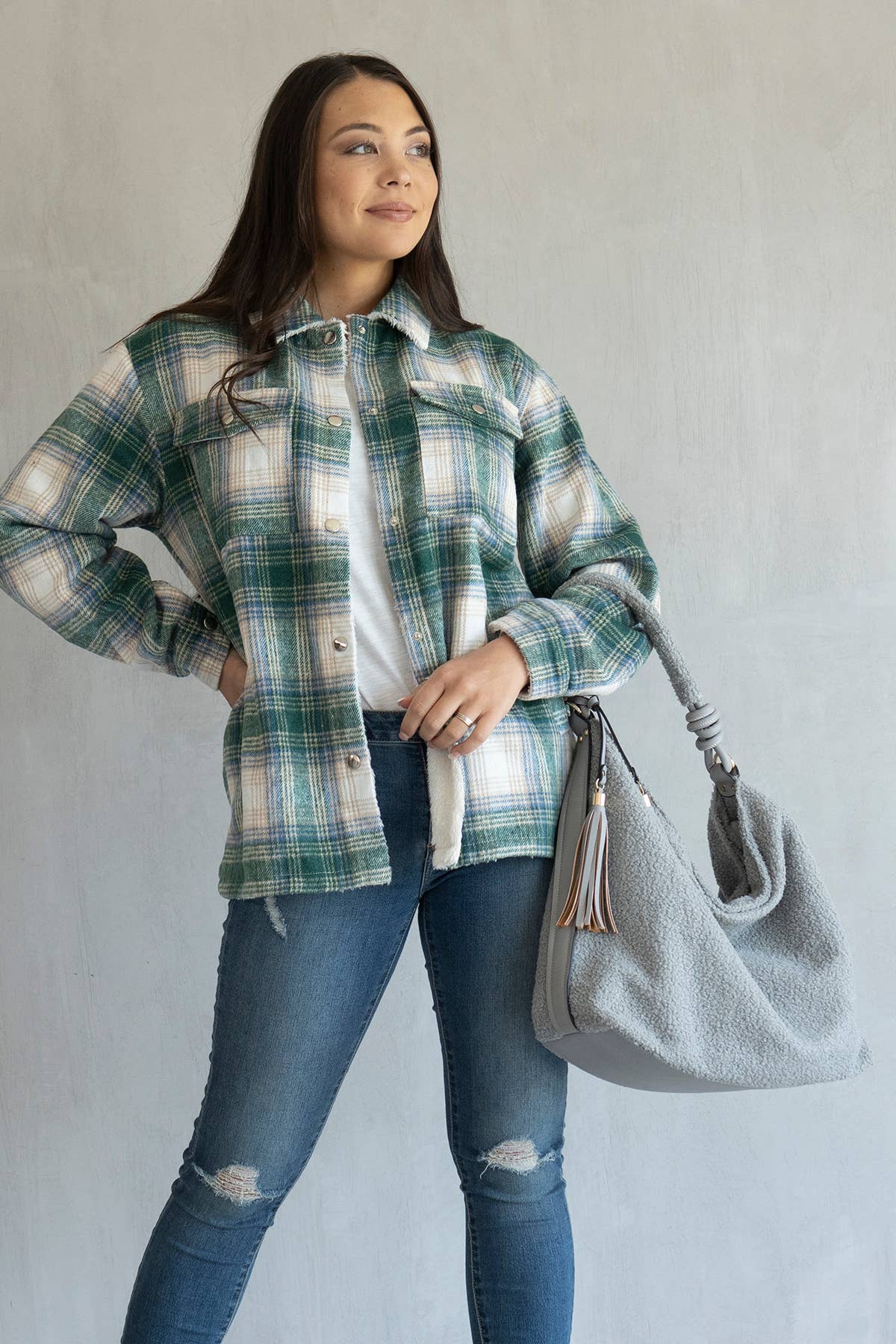 Jen & Co. - Vendita all'ingrosso Tracolla - Donna - M2173 Bea Fuzzy Hobo con nappa4