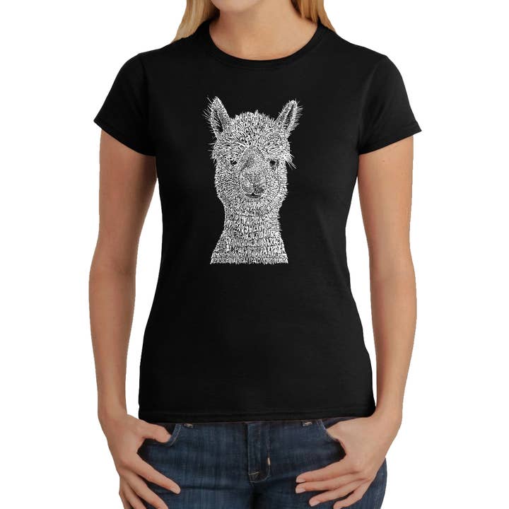 LA Pop Art Women's Word Art T-Shirt - Alpaca for wholesale by LA Pop Art