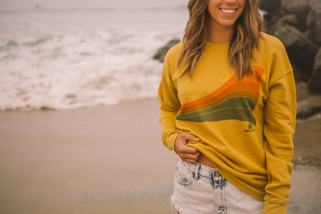 Goodseed Clothing - Wholesale Graphic Sweatshirt - Women's - Down Vest Sweatshirt Mustard1