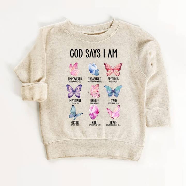 Deus diz 'Eu Sou' – Camiseta infantil cristã com borboleta por atacado de EnjoyMyDesign