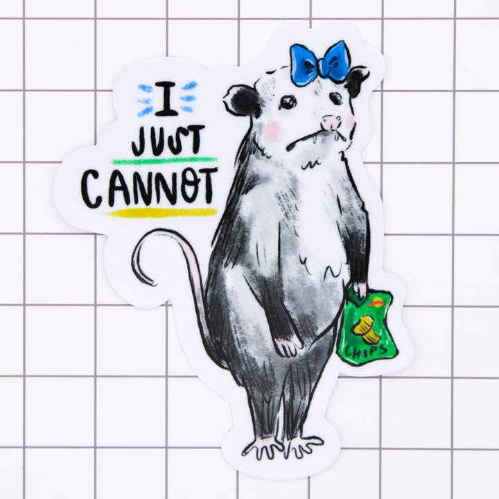 Just Cannot Possum vinylklistermærke for engroshandel hos Amy Hartelust Art and Illustration