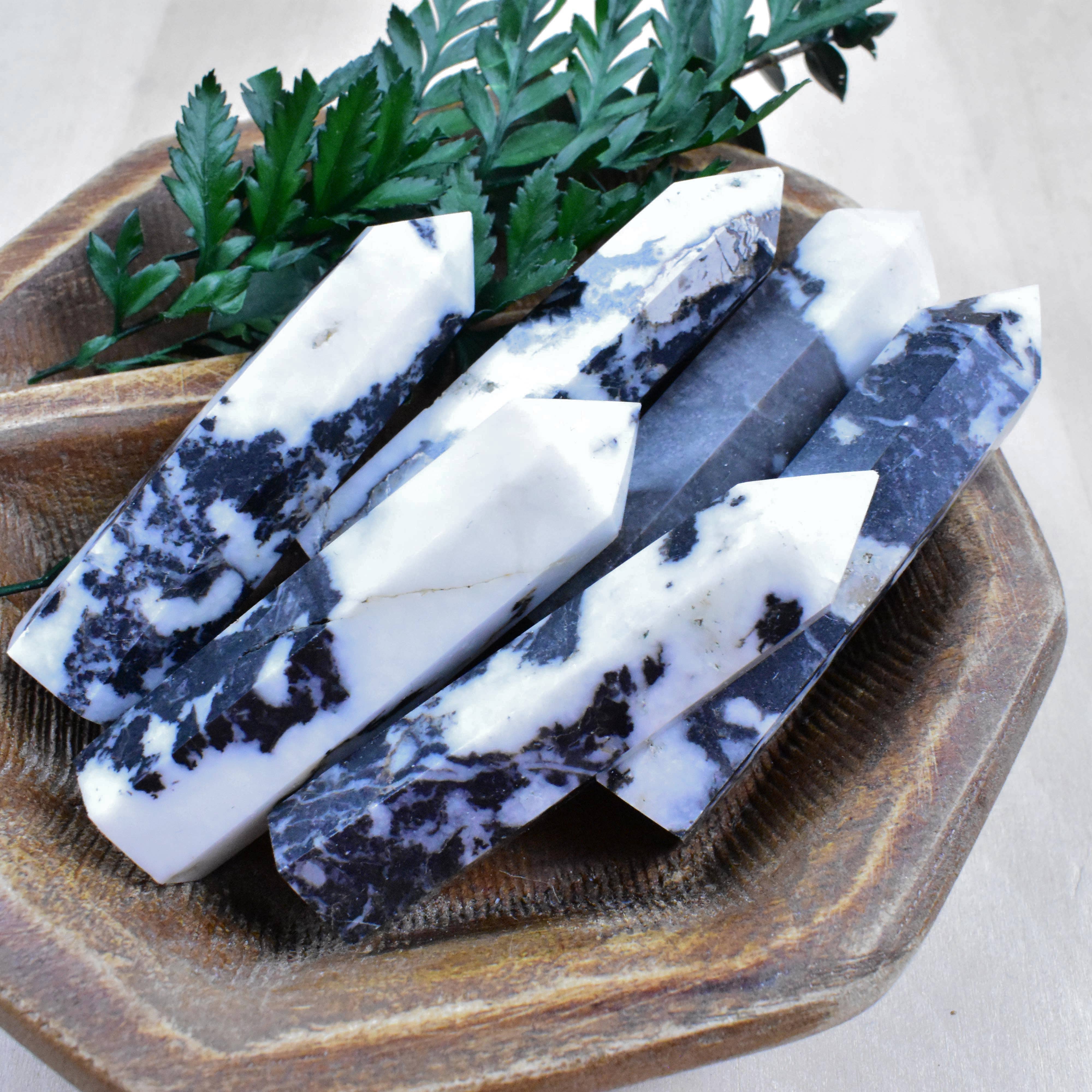 Ewelina Pas Jewelry - Venta al por mayor Piedras/cristales espirituales - Punta de piedra espiritual Zebra Jasper de 2,5 a 3 pulgadas5