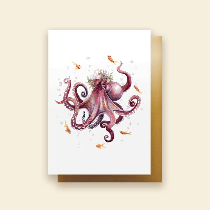 Lady Polpo | Biglietto d'auguri per la vendita all'ingrosso da parte di Whimsical Art by Darcy Goedecke