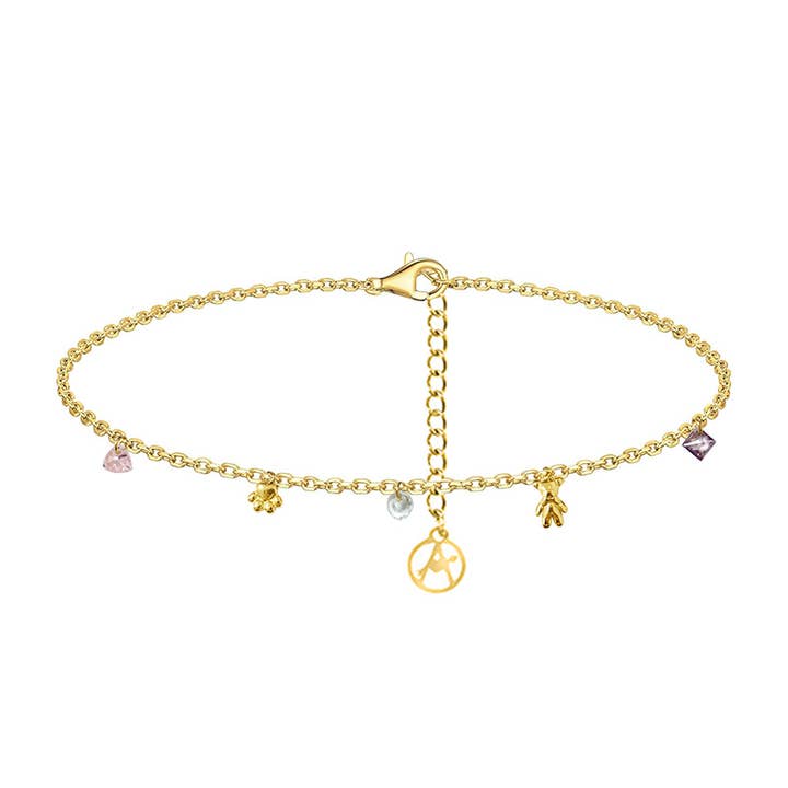 ANKLET WITH TEDDY BEAR AND ZIRCON - YC2552B119 for wholesale by AMORINO SRL