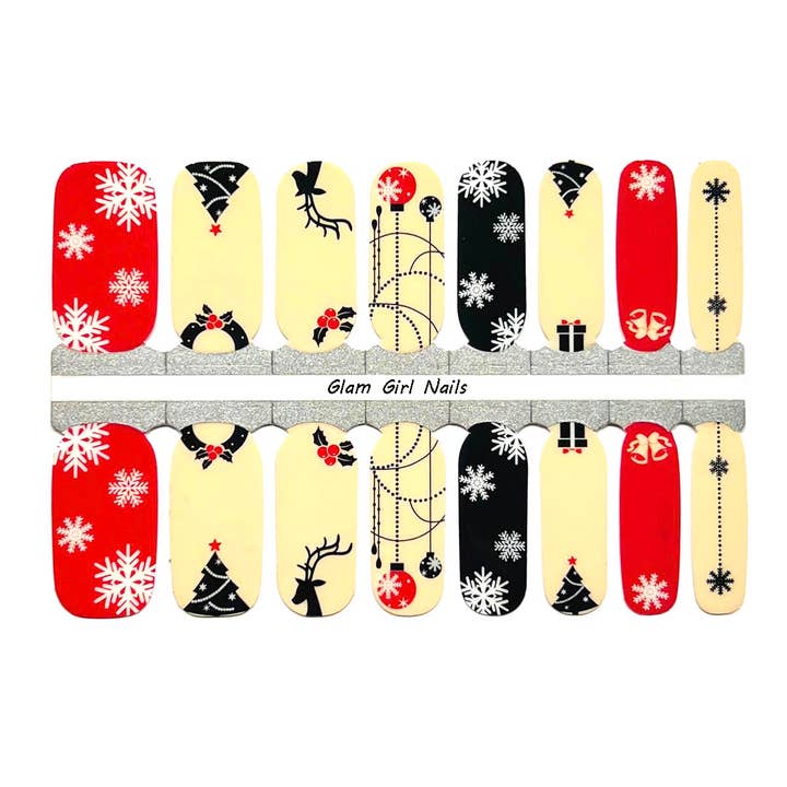 Envolturas de uñas navideñas Kris Kringle para venta al por mayor de Glam Girl Nails
