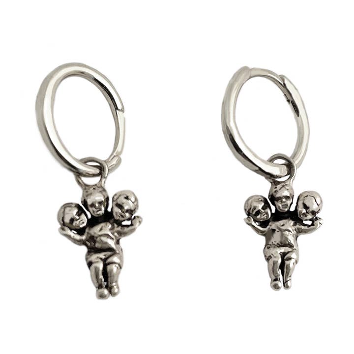 Tiny Three Headed Baby Hoop Earrings for wholesale by Anomaly Jewelry