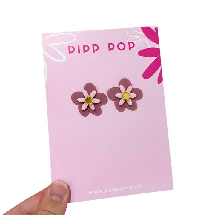 Pipp Pop - Wholesale Stud/Post Earrings - Jessie Flower Studs - 12 Colours Available11