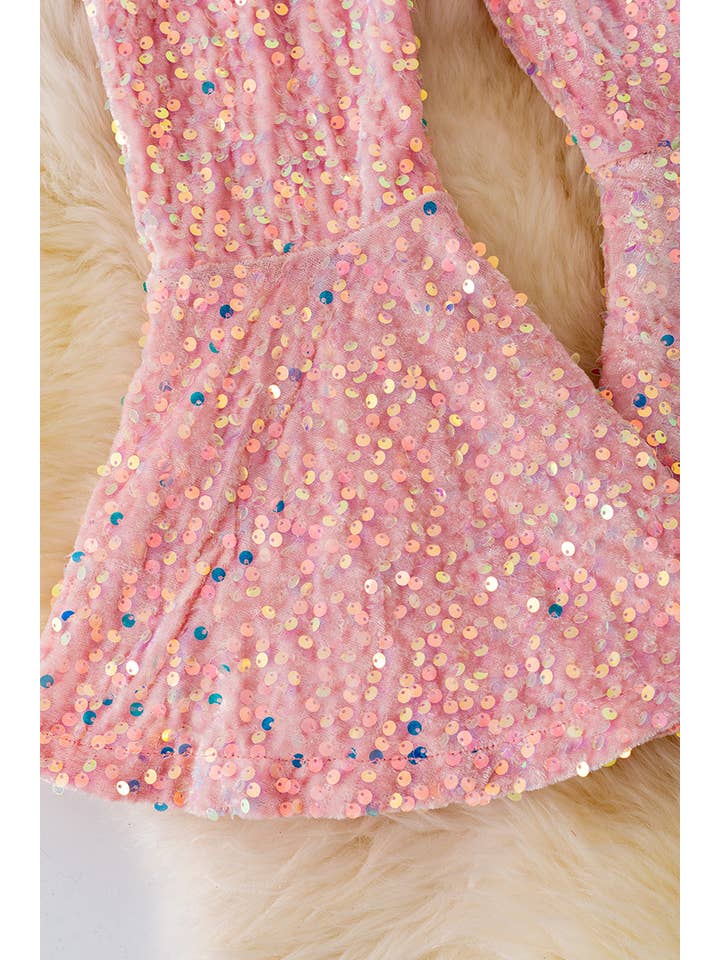 Kids Charm Online - Wholesale Pants - Kids - BLUSH SEQUINS BELL BOTTOMS. PNG40116 AMY