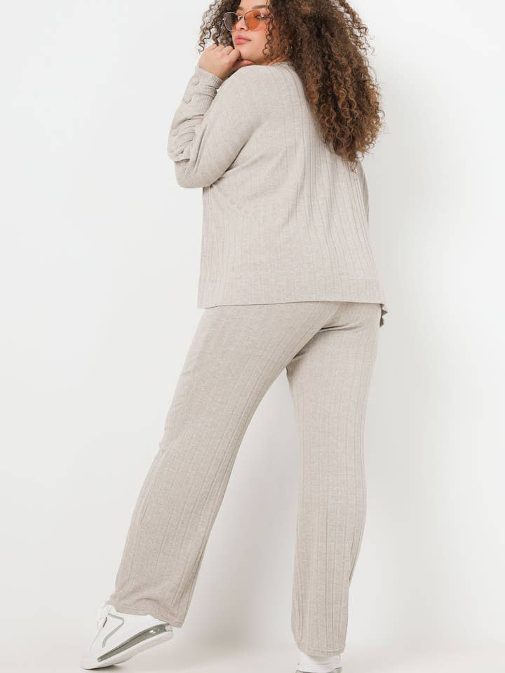 Calças de malha com nervuras finas por atacado de Jean-Marc-Philippe