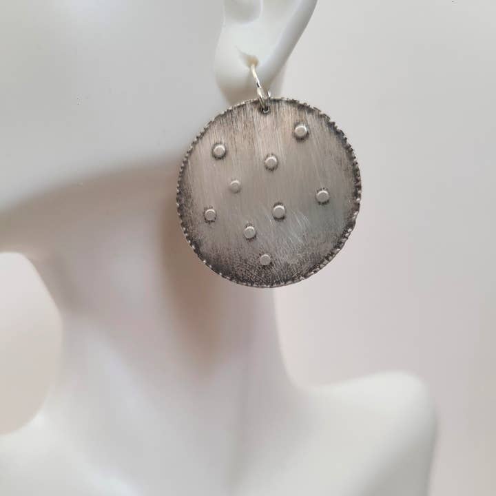 Spangle Jewelry Company - Wholesale Dangle Earrings - Oxidized Silver Polka Dot Earrings1