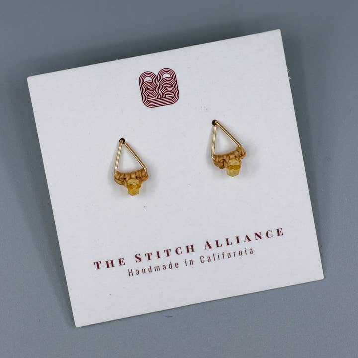 The Stitch Alliance - Wholesale Stud/Post Earrings - Citrine Stud Earrings | Gold Fill Triangle Stud | Handmade2