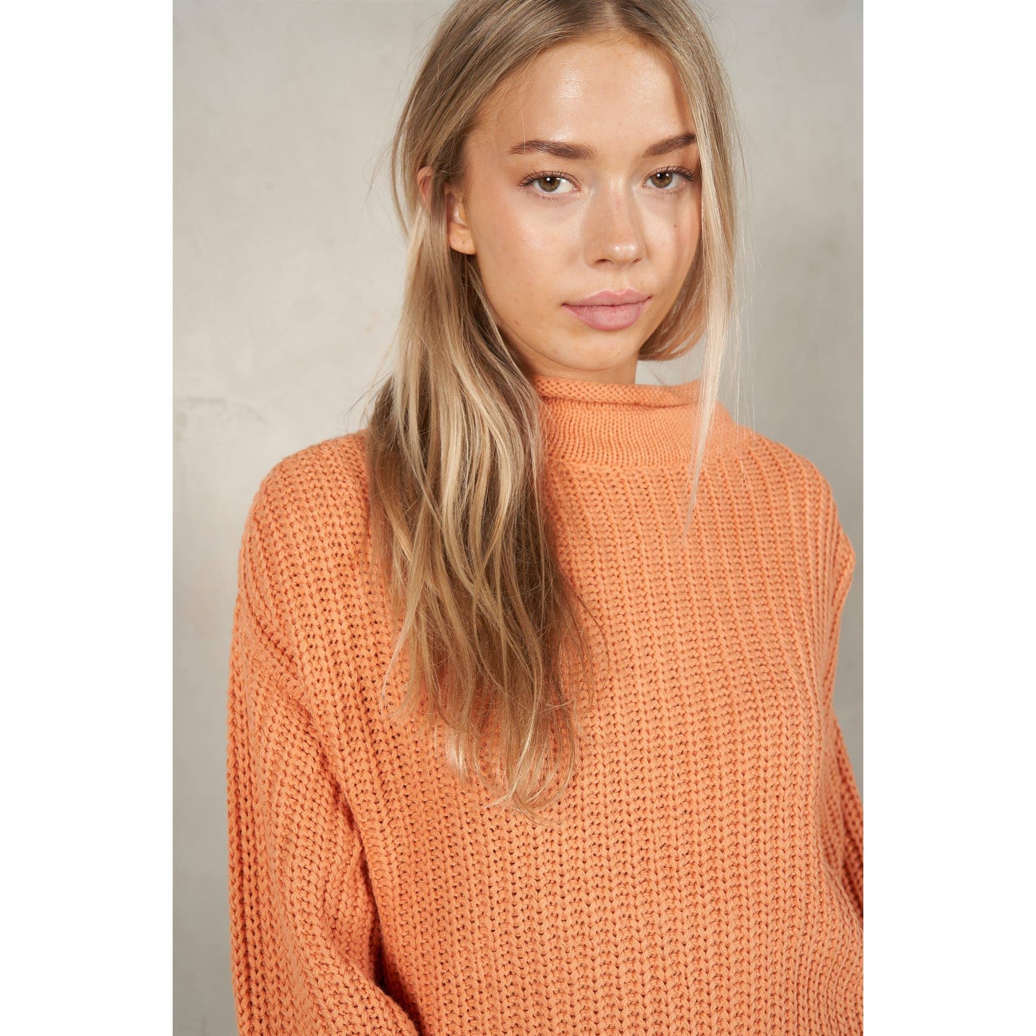 lalamia – Pulôver - Mulher por atacado – Camisola manga comprida Semi Crop Rolled Mock Neck5