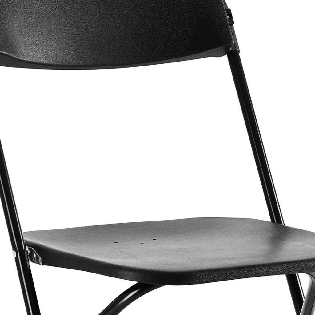 HomeRoots - Venta al por mayor Sillas de exterior - Juego de cuatro sillas de comedor plegables y apilables de metal negro para exterior4