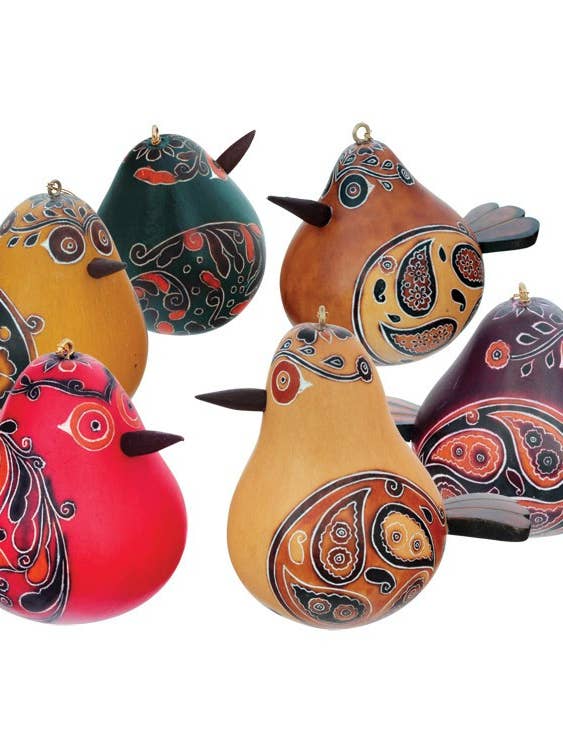 Décorations en forme de gourde - Oiseaux floraux assortis pour la vente par Jafsons International