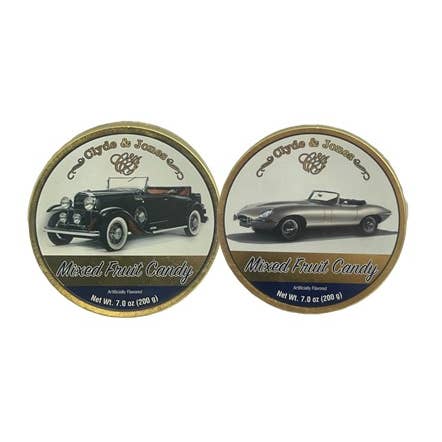 Clyde & Jones Mixed Candy – Classic Cars Collection Tin for wholesale by Merchandise Unlimited