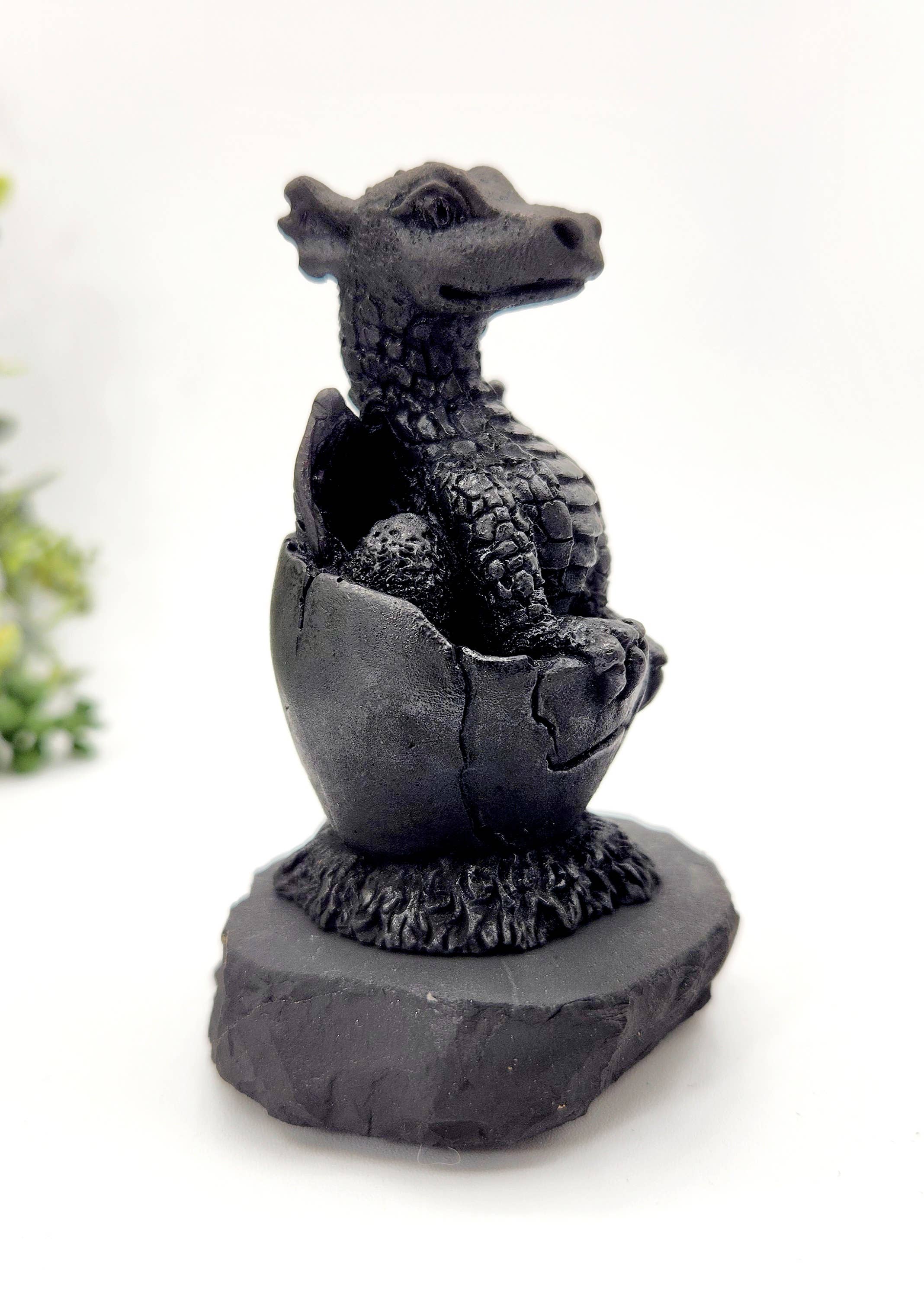 Meraki Gemstones - Wholesale Decorative Figurine - Shungite Figurine Dragon in Egg - EMF Protection(7x9.5x11cm)2