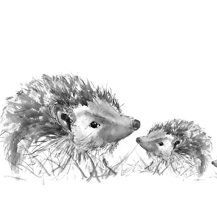 Spike Family Igelkottar | A5 Monterad Print för wholesale av Wendy Laverick