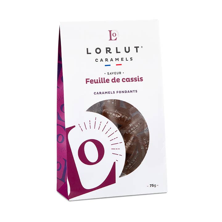 Caramelle alle foglie di ribes nero 75g per la vendita all'ingrosso da parte di LORLUT CARAMELS