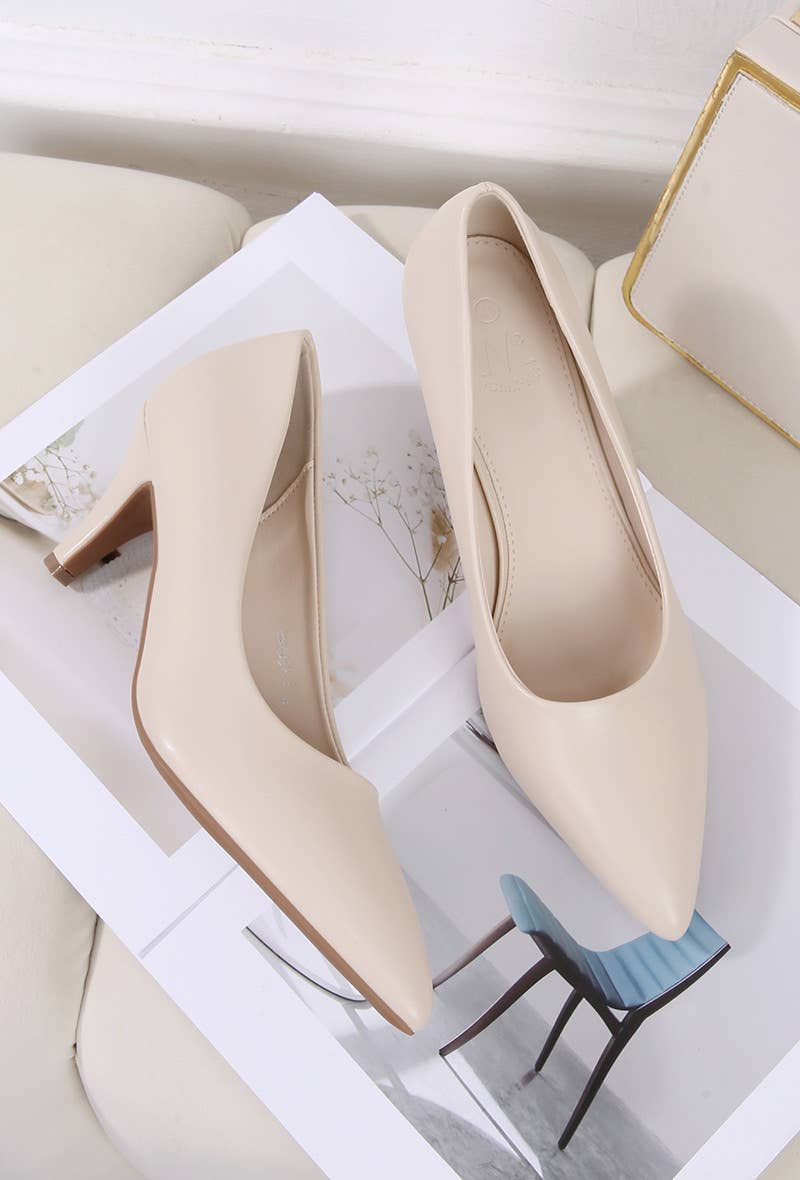 BELLICY / Cink-me - Wholesale Low Heels - Women's - DMP987-1, Pointed toe pumps with medium heel in faux leather6