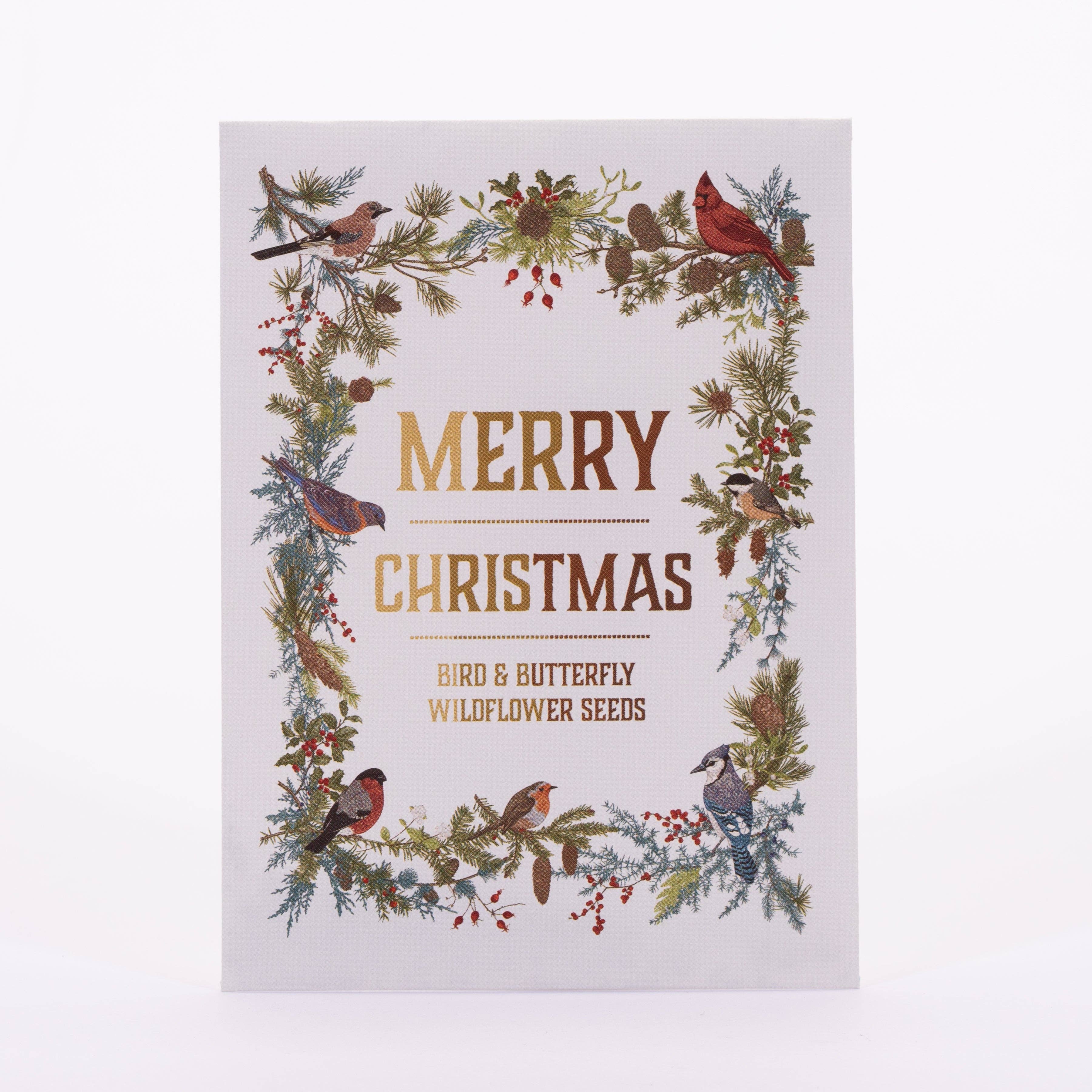 Bentley Seed Co. - Vente Étiquette cadeau - Étiquette cadeau de couronne de Noël avec oiseaux - Oiseau & Papillon Fleur sauvage6