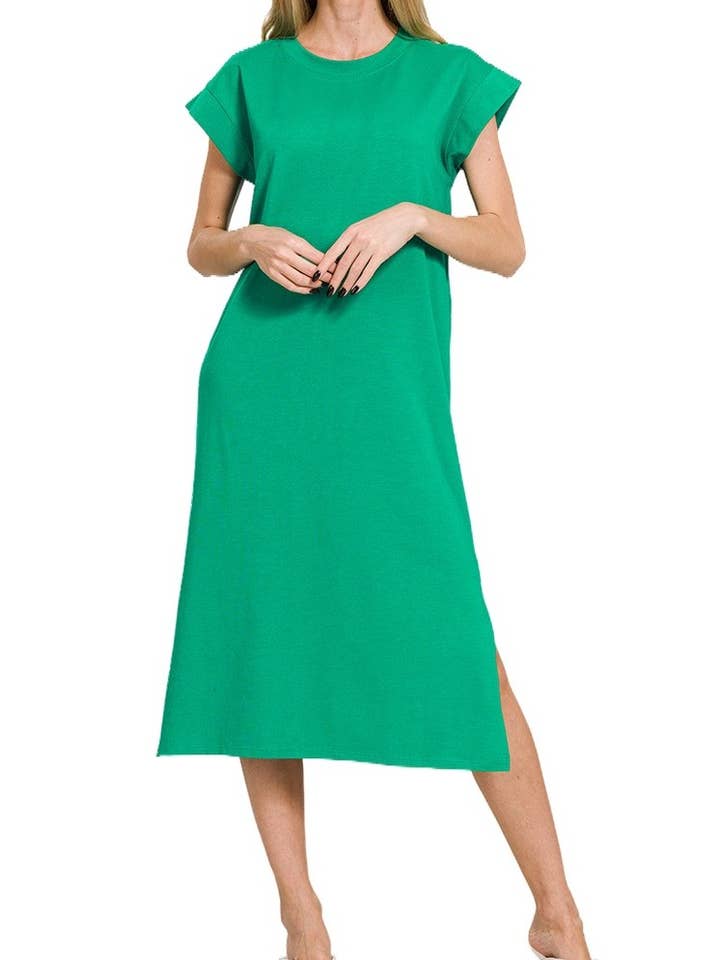 Round Neck Short Sleeve Midi Dress for wholesale by Vanilla Monkey