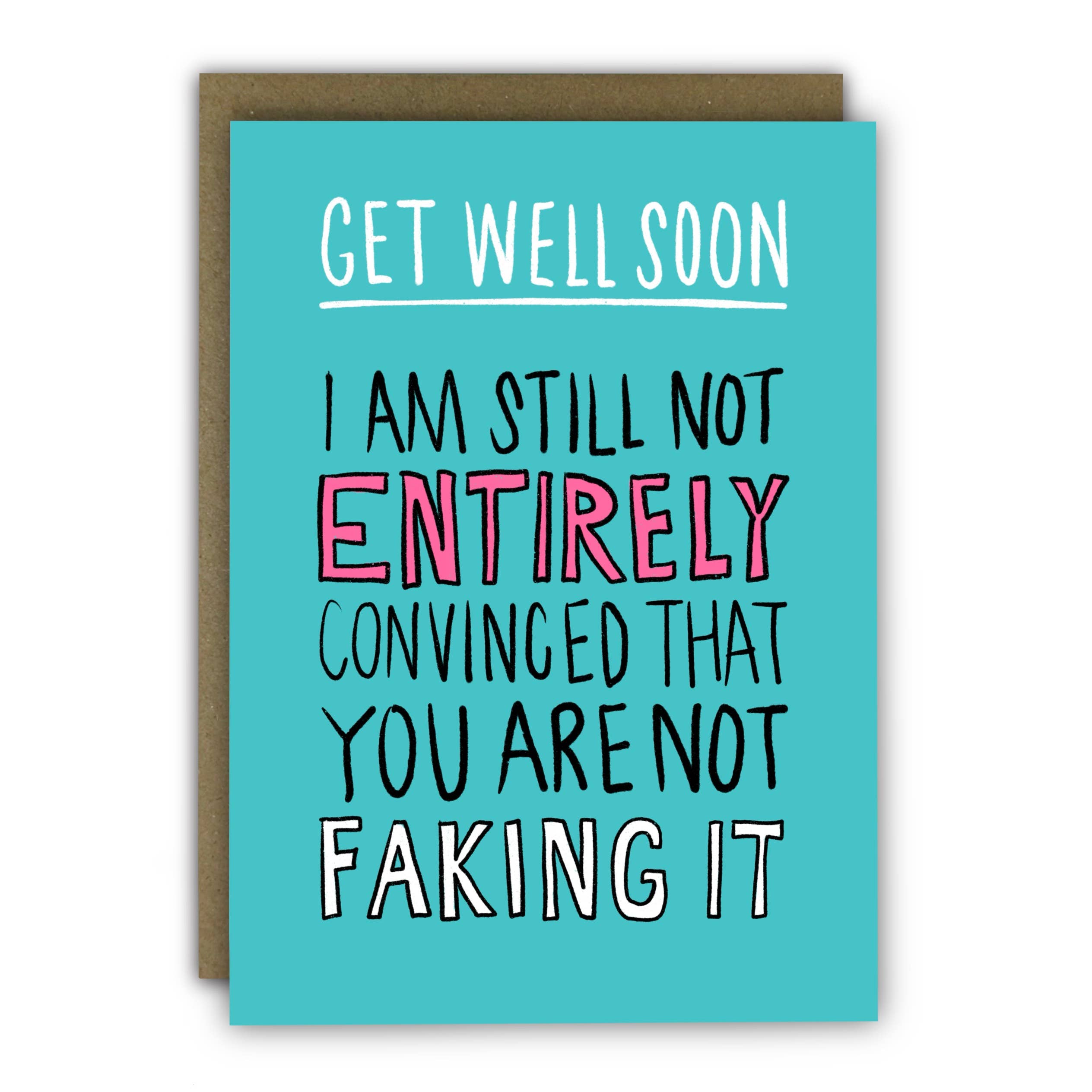 RUNNING WITH SCISSORS - USA SHIPPED DDP - WE PAY DUTIES – wholesale Get well card – Funny Get Well Card - A6 - Faking it Text Card0