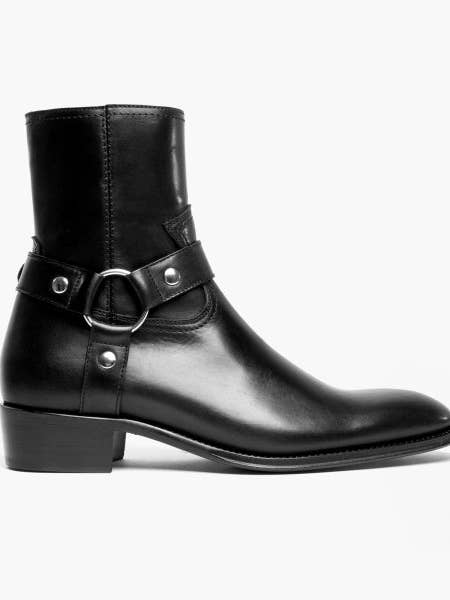 TICINO Heren Leren Cubaanse Haklaarzen Zwart voor wholesale door Club Cubano