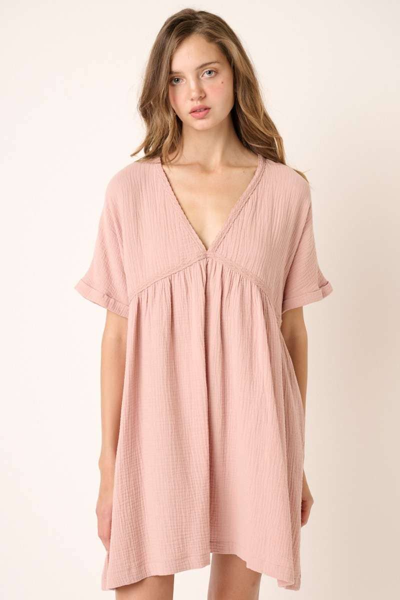 mittoshop - Wholesale Jurk - Dames - J42648-GAASJURK MET V-HALS EN DETAIL VOOR BABYDOLL8