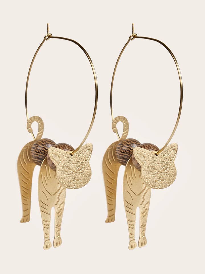 Aros de aro 3D con forma de gato para venta al por mayor de Cassette Barcelona