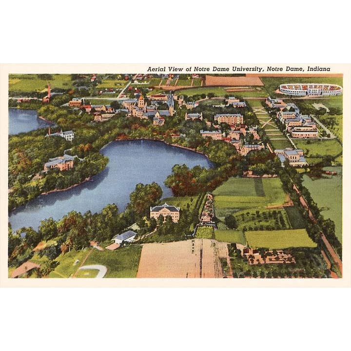 Found Image Press - Wholesale Postcard - Postcard IN-82 Aerial View of Notre Dame